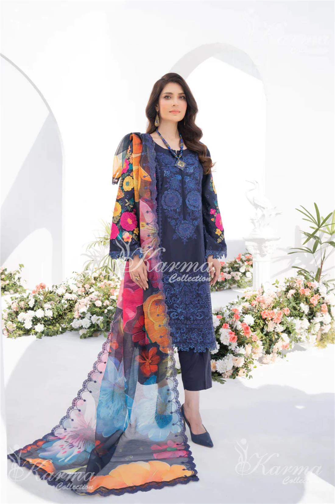 Pakistani Designer Karma 3 piece stitched women suit