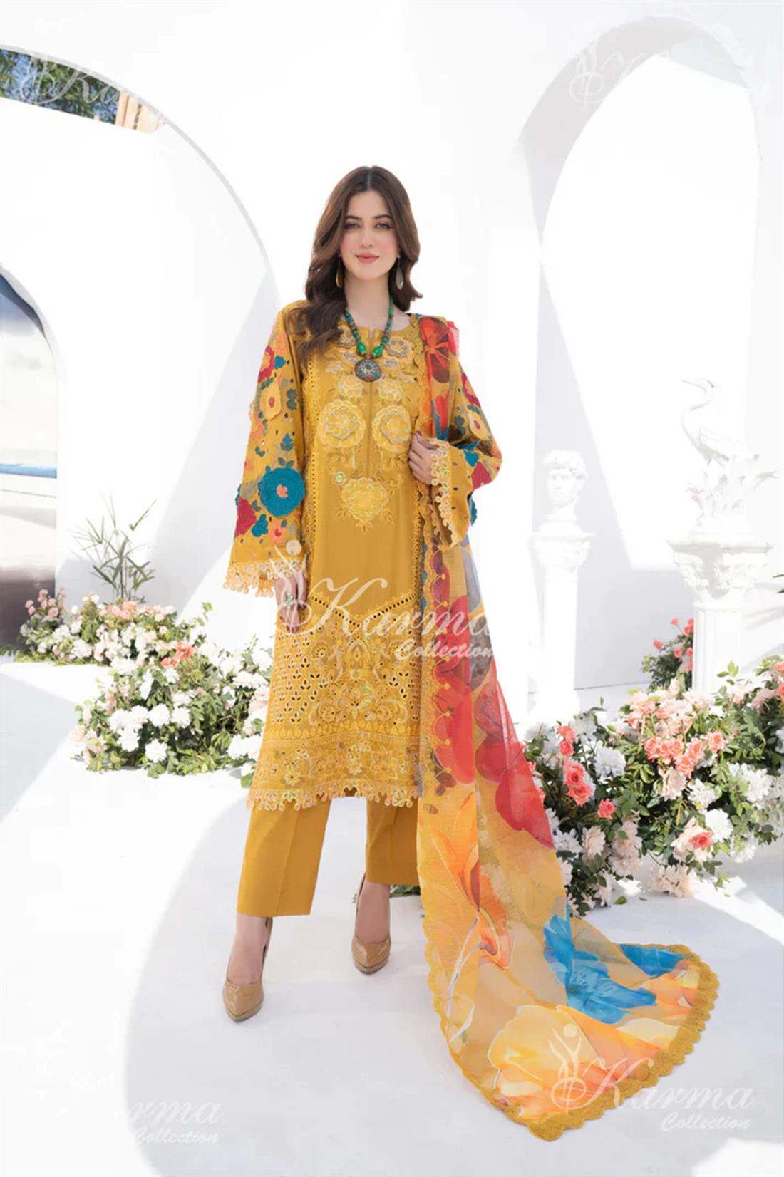 Pakistani Designer Karma 3 piece stitched women suit