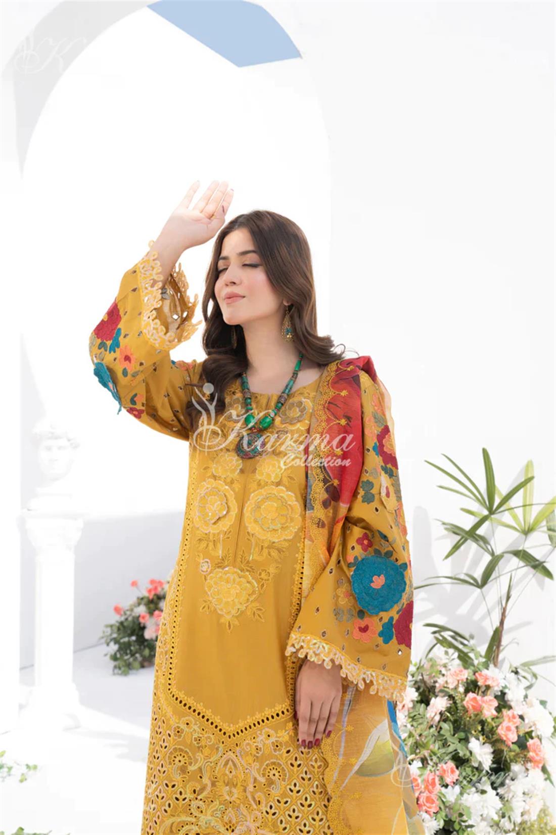Pakistani Designer Karma 3 piece stitched women suit