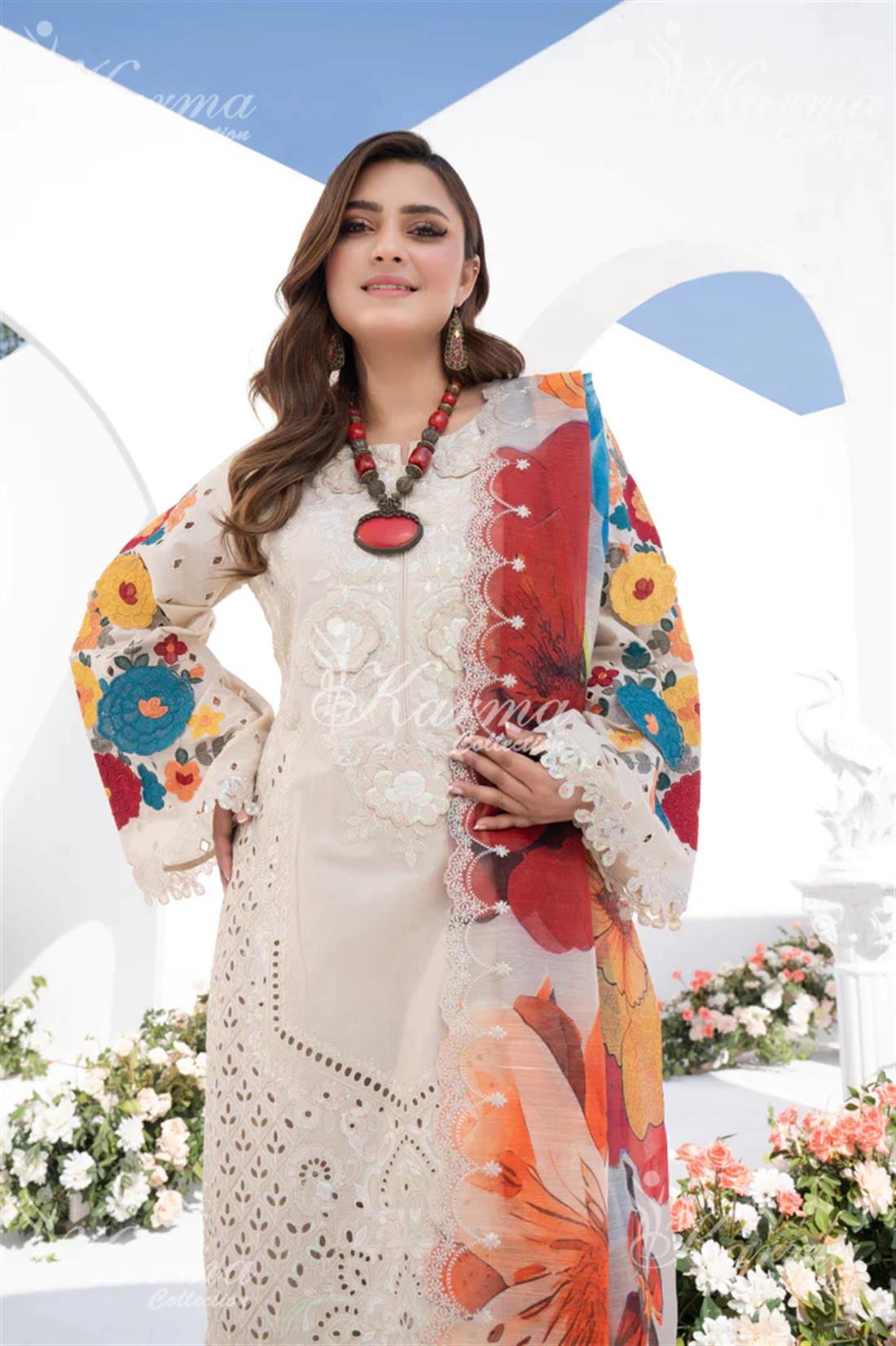 Pakistani Designer Karma 3 piece stitched women suit