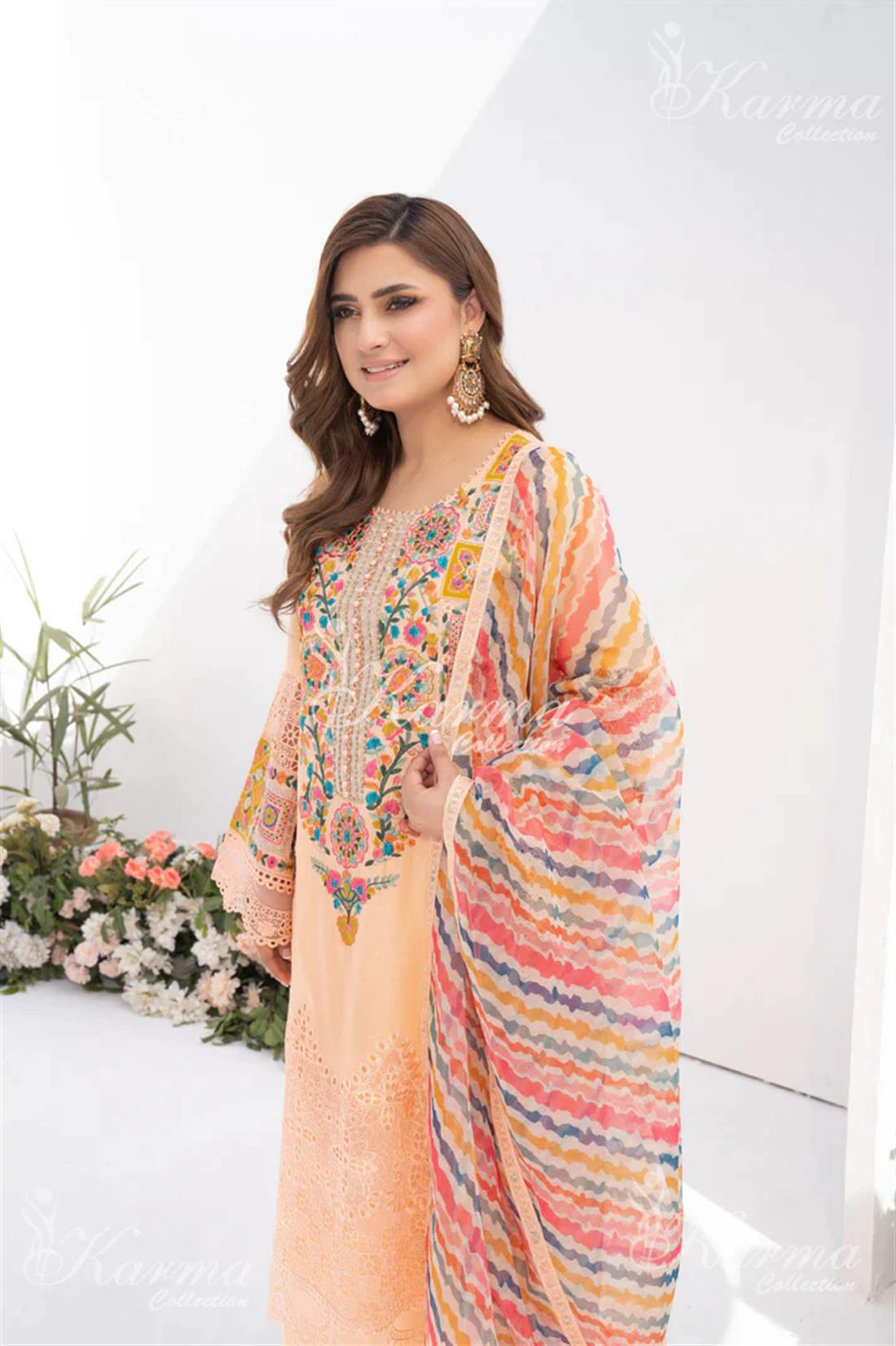 Pakistani Designer Karma 3 piece stitched women suit