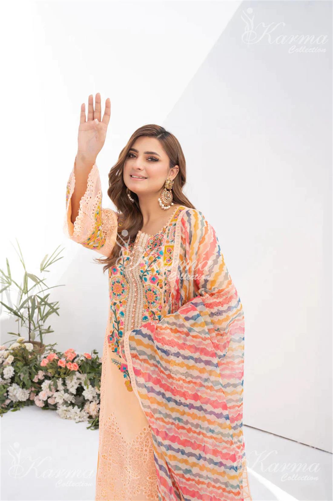 Pakistani Designer Karma 3 piece stitched women suit