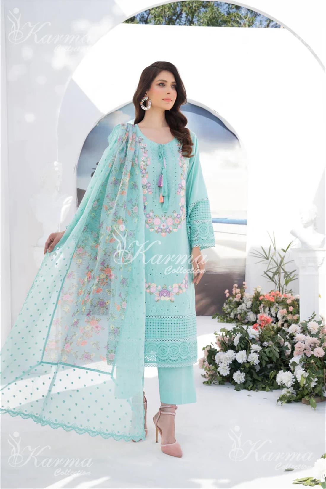 Pakistani Designer Karma 3 piece stitched women suit