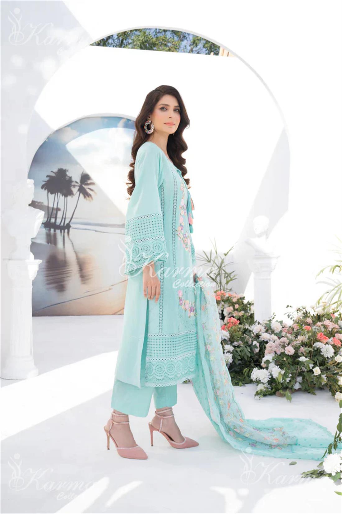 Pakistani Designer Karma 3 piece stitched women suit