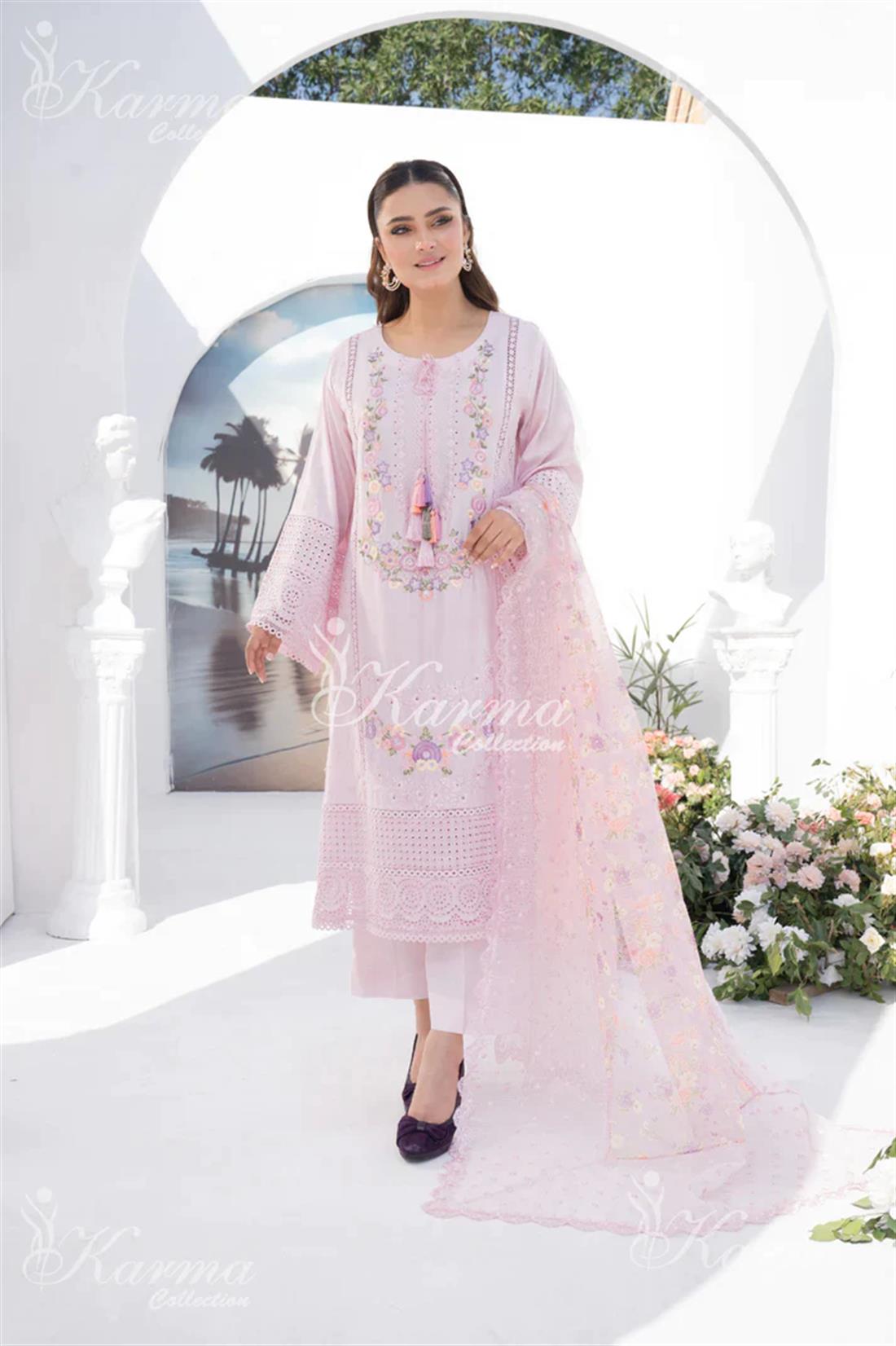 Pakistani Designer Karma 3 piece stitched women suit