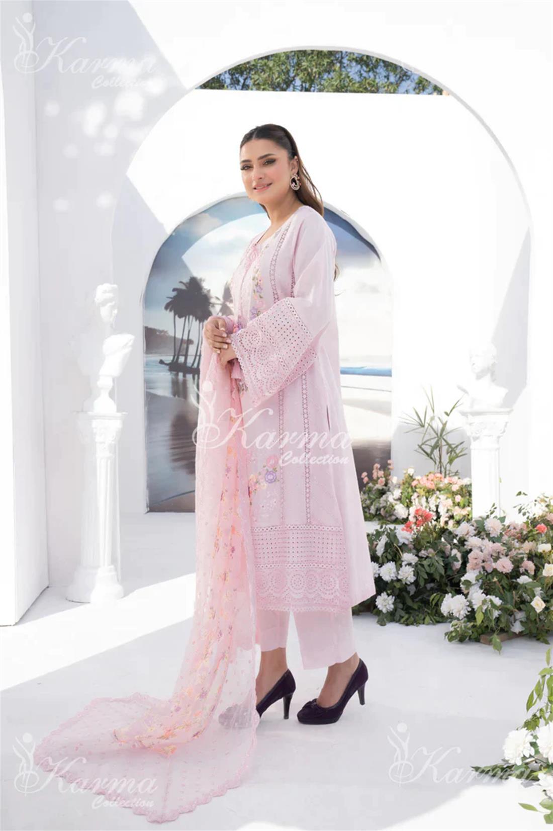 Pakistani Designer Karma 3 piece stitched women suit