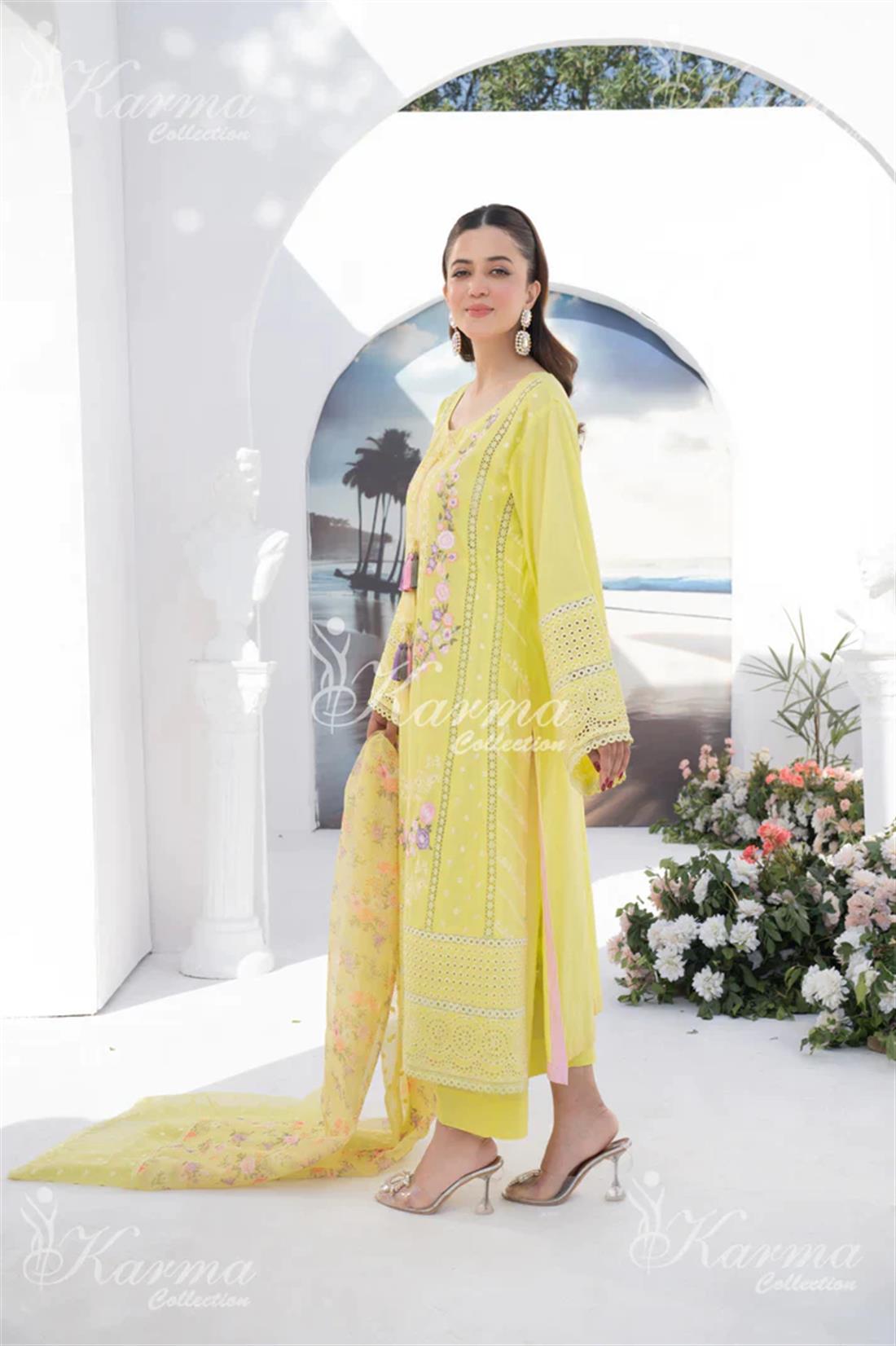 Pakistani Designer Karma 3 piece stitched women suit
