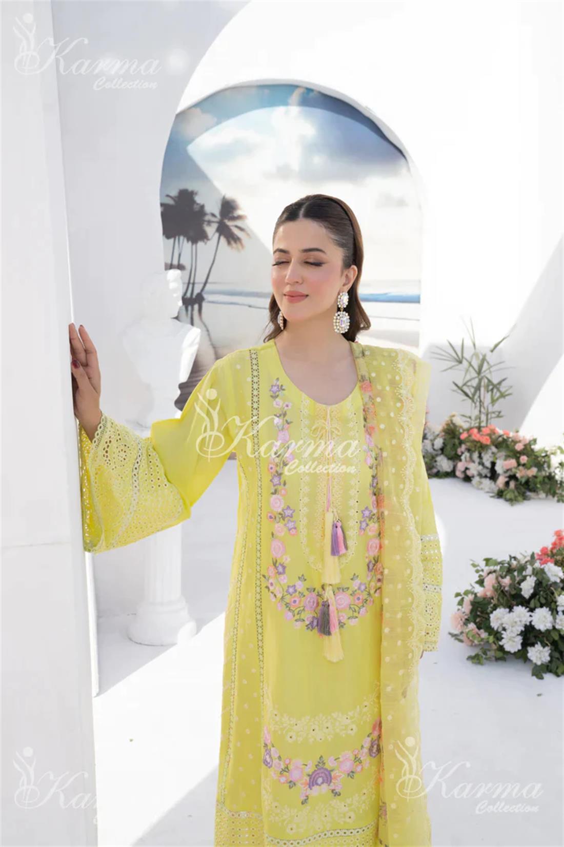 Pakistani Designer Karma 3 piece stitched women suit