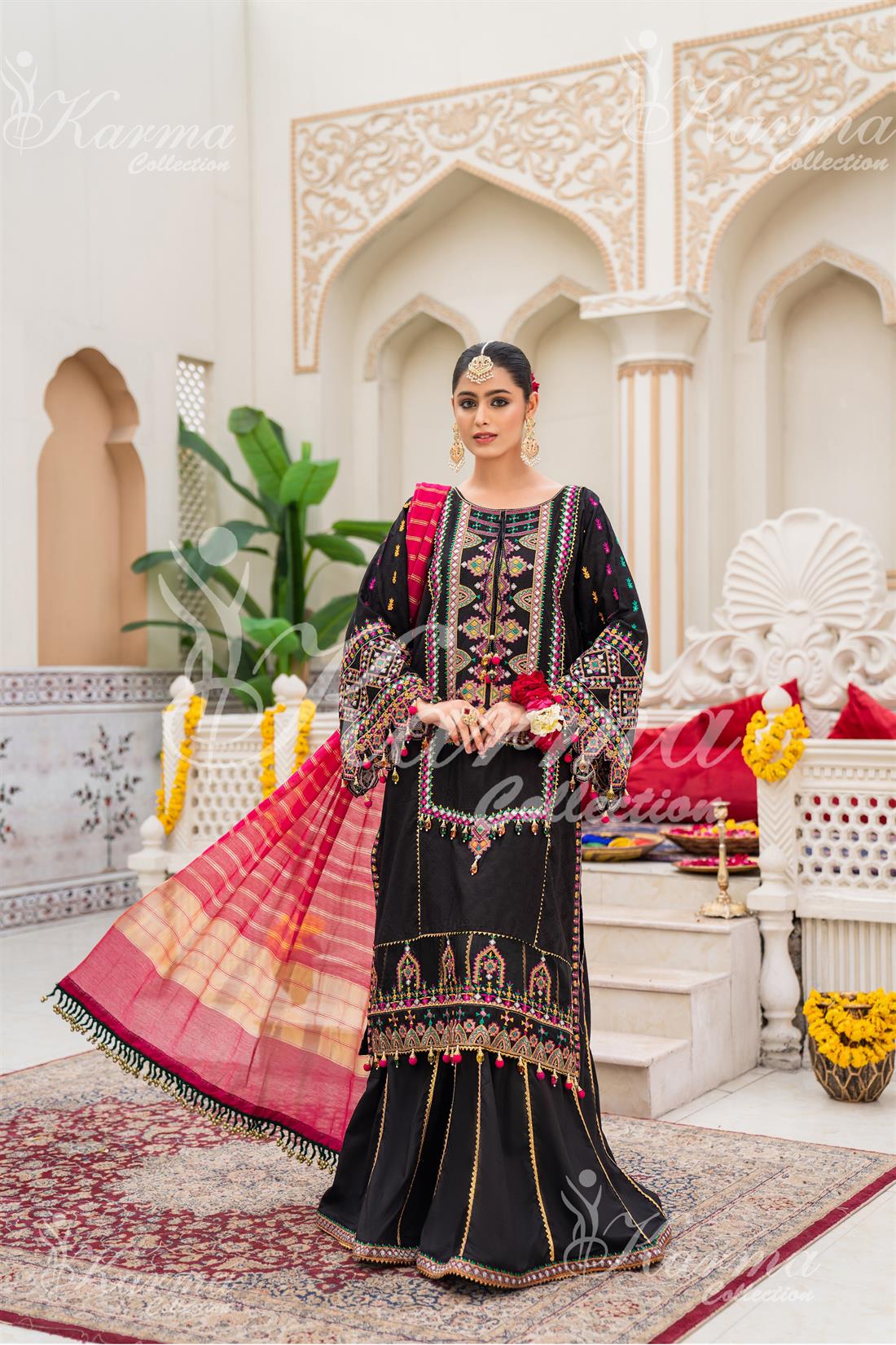Pakistani Designer Karma 3 piece stitched women suit