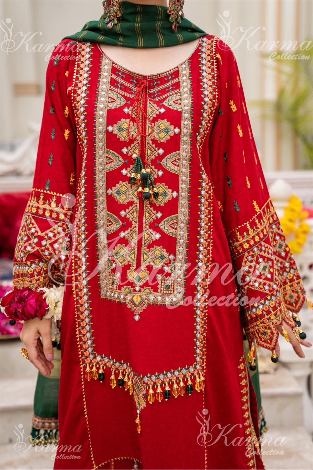 Pakistani Designer Karma 3 piece stitched women suit