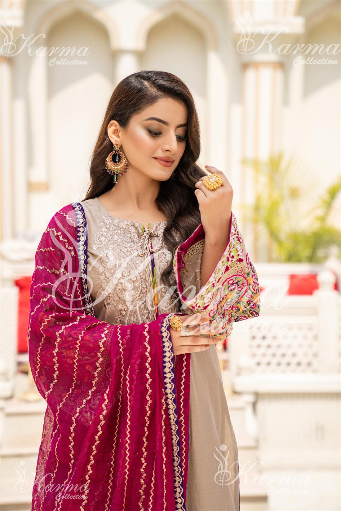Pakistani Designer Karma 3 piece stitched women suit