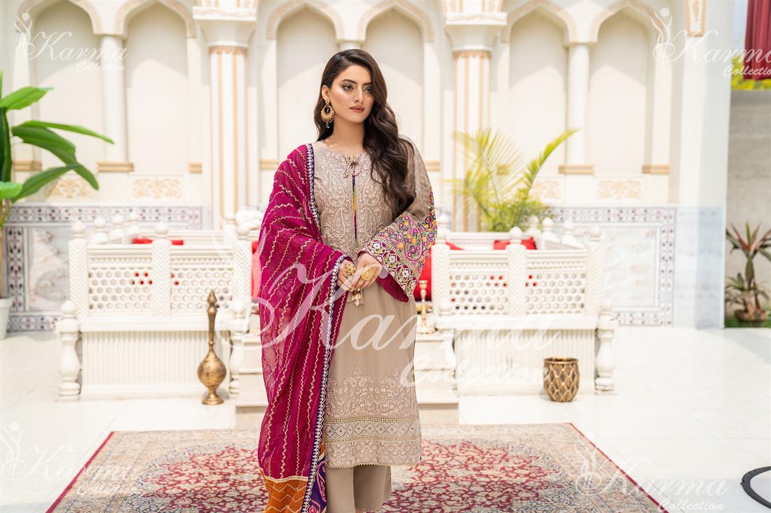 Pakistani Designer Karma 3 piece stitched women suit