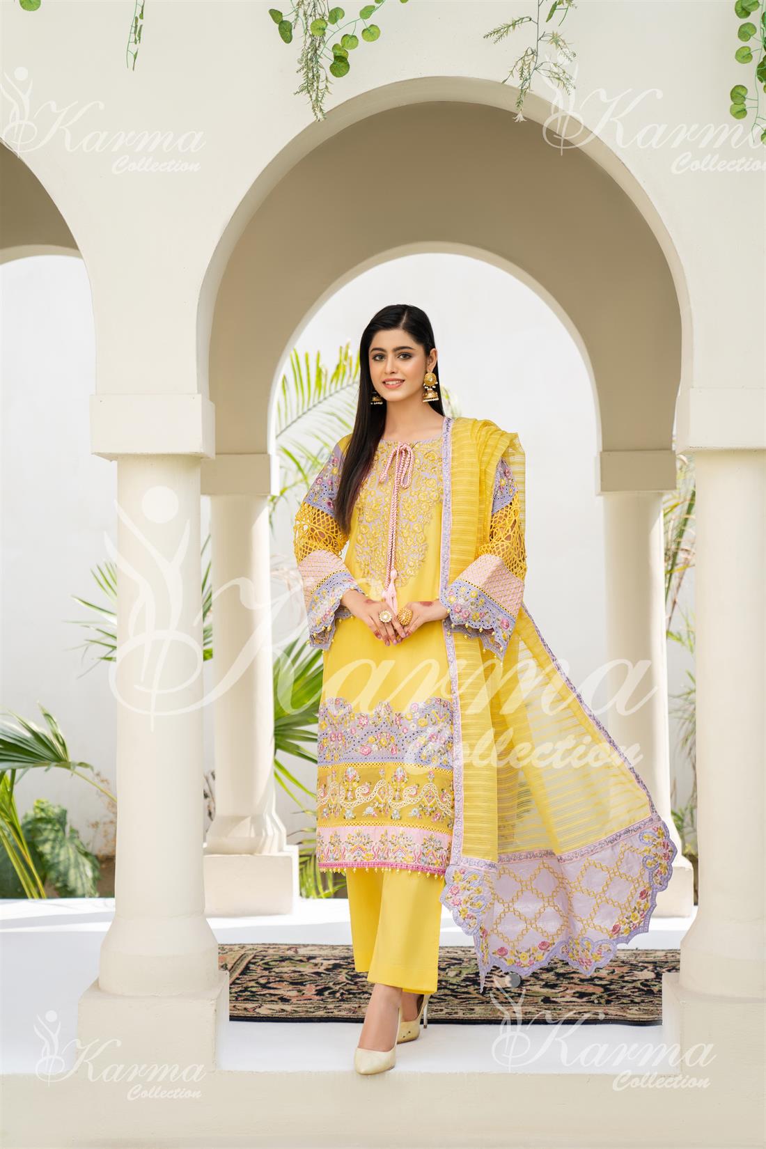 Pakistani Designer Karma 3 piece stitched women suit