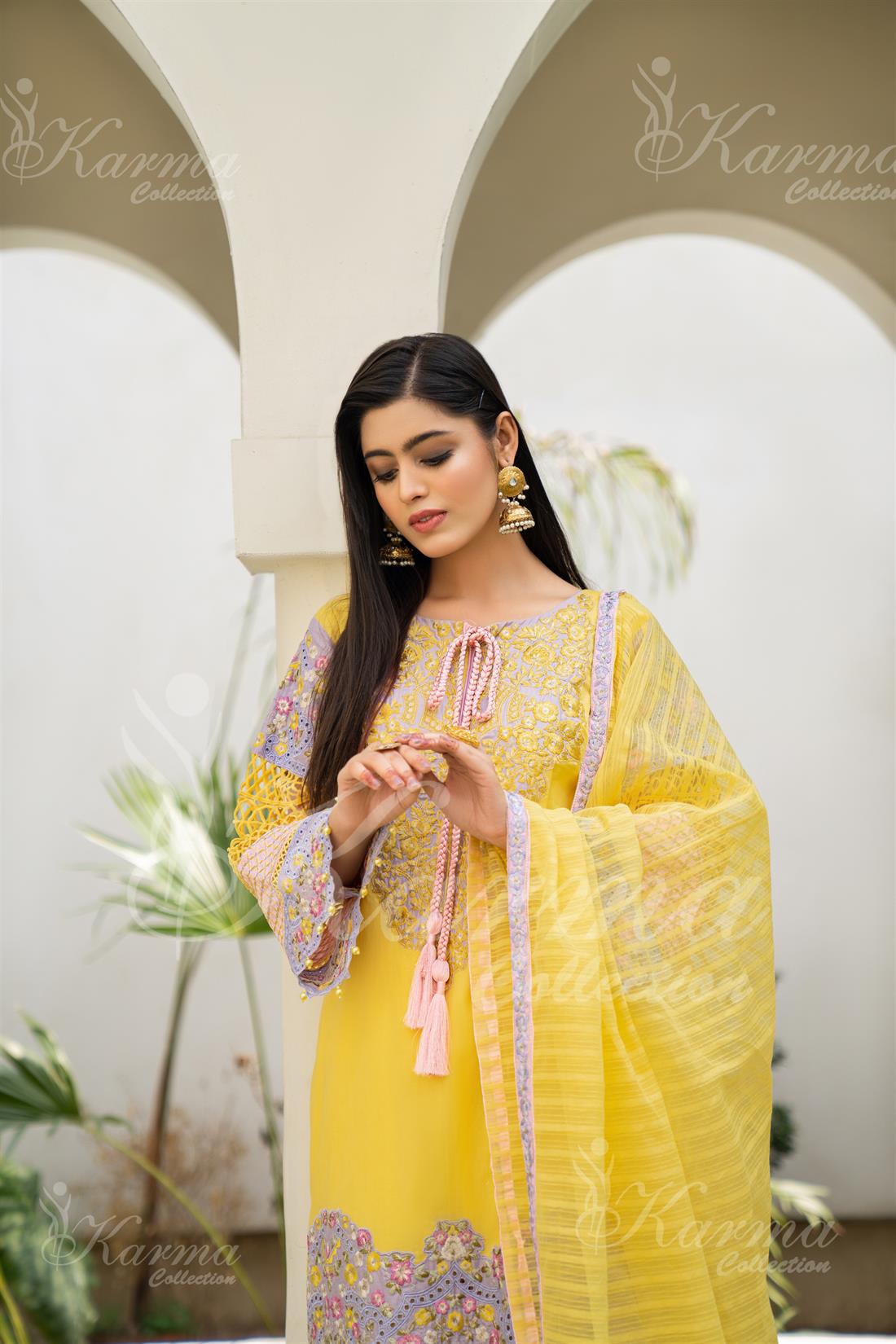 Pakistani Designer Karma 3 piece stitched women suit