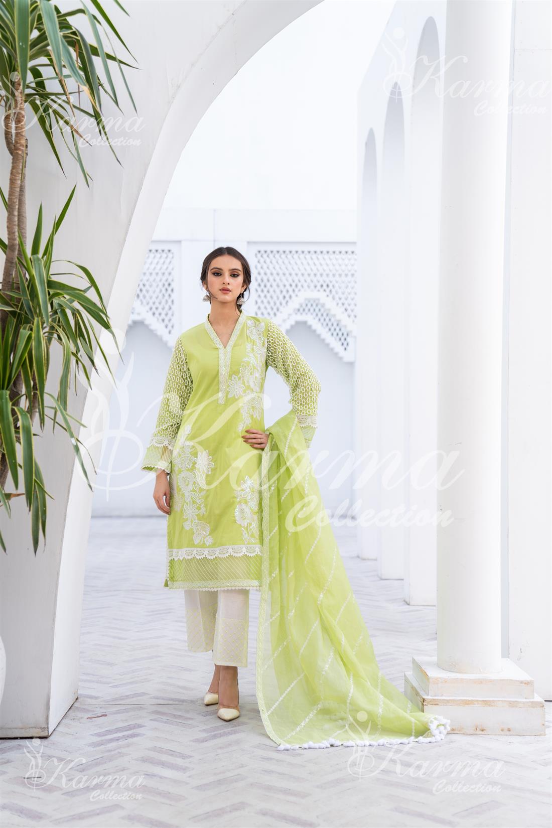 Pakistani Designer Karma 3 piece stitched women suit