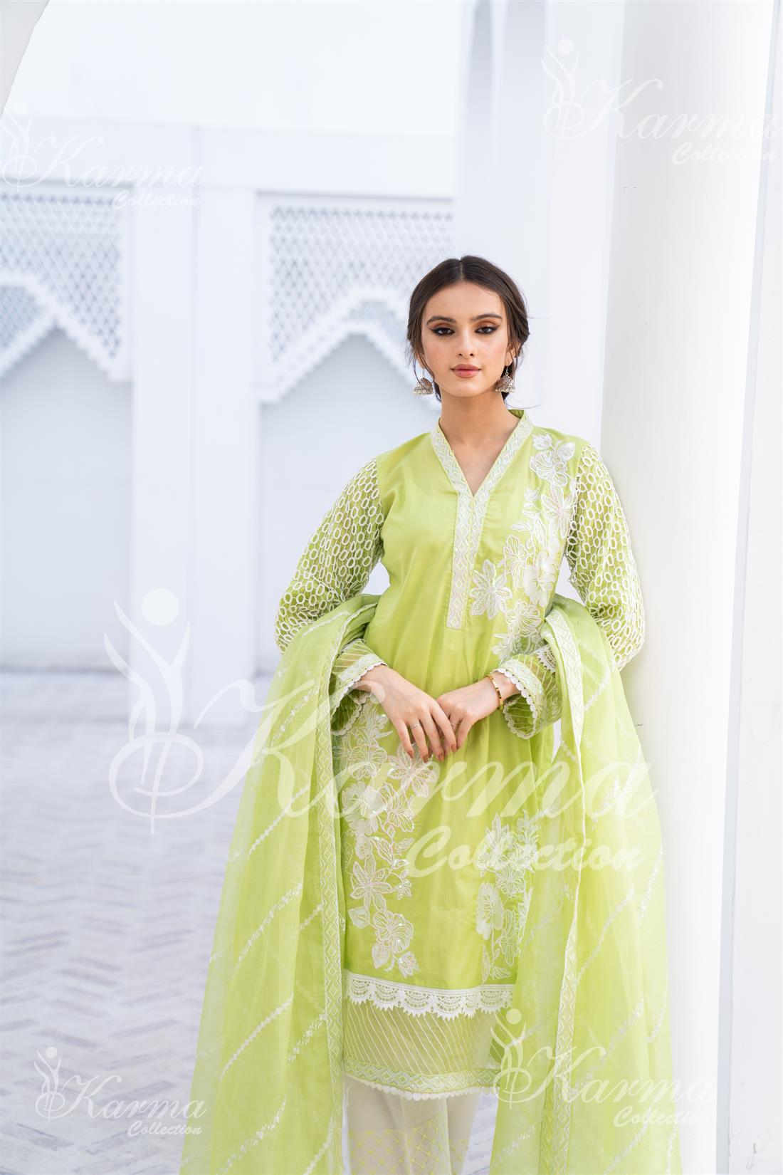 Pakistani Designer Karma 3 piece stitched women suit