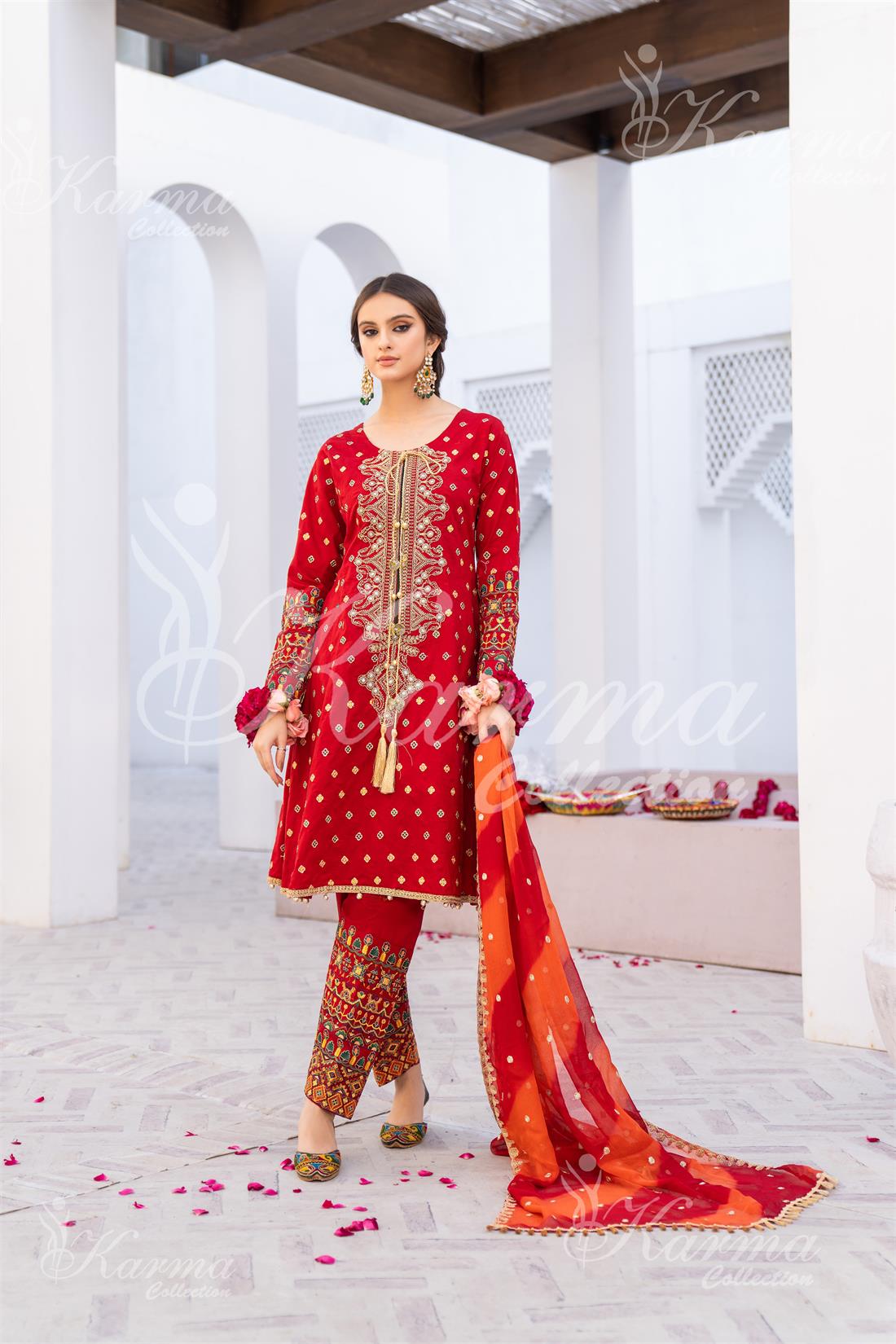 Pakistani Designer Karma 3 piece stitched women suit