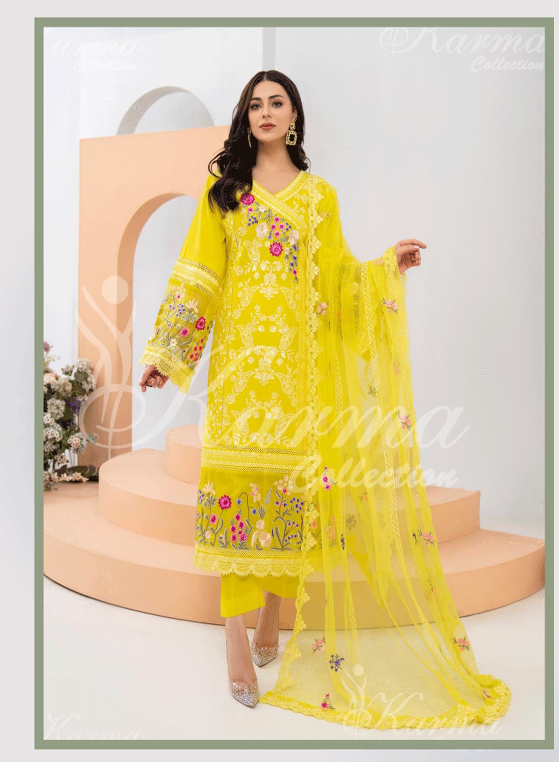 Pakistani Designer Karma 3 piece stitched women suit