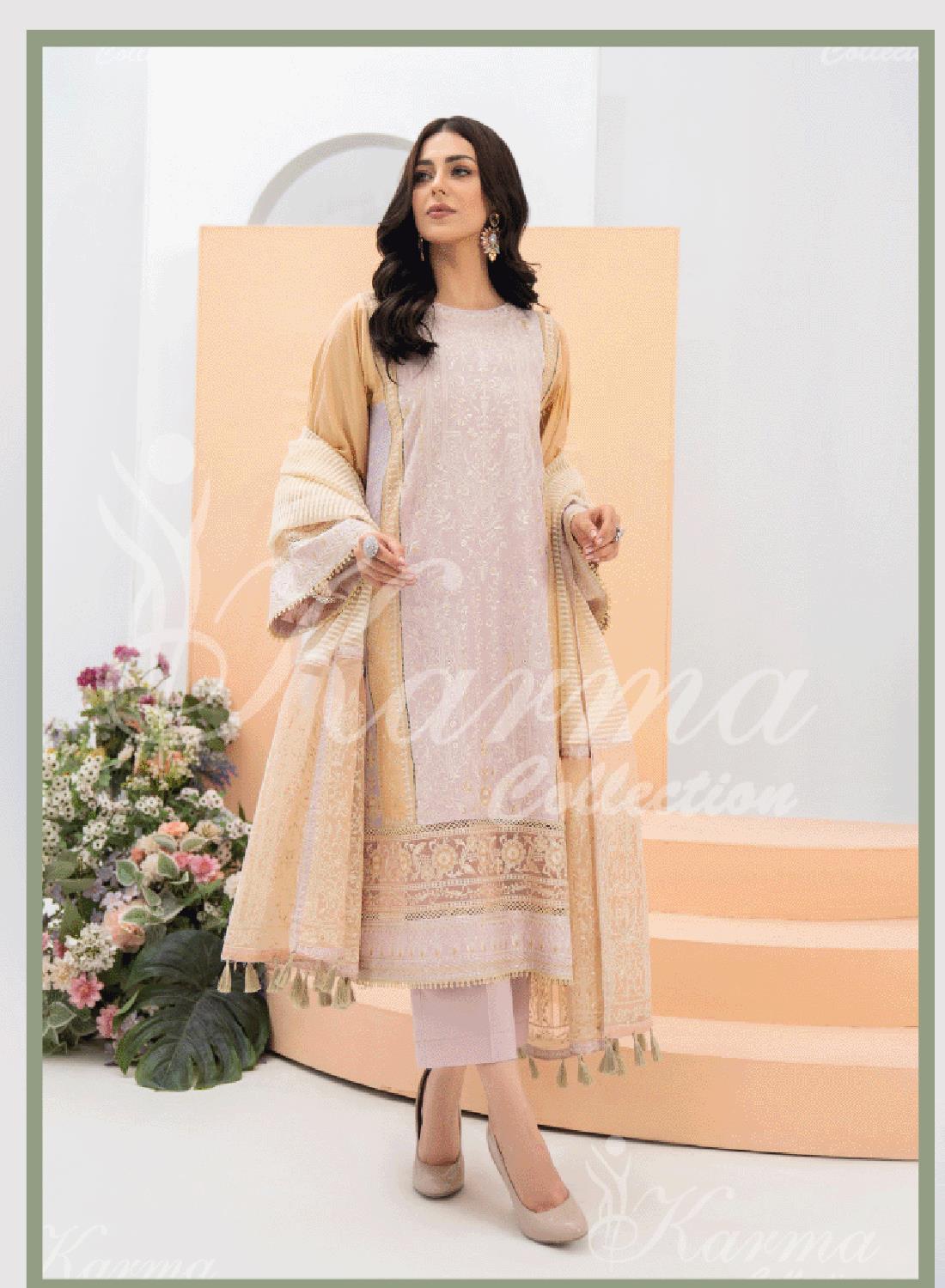 Pakistani Designer Karma 3 piece stitched women suit