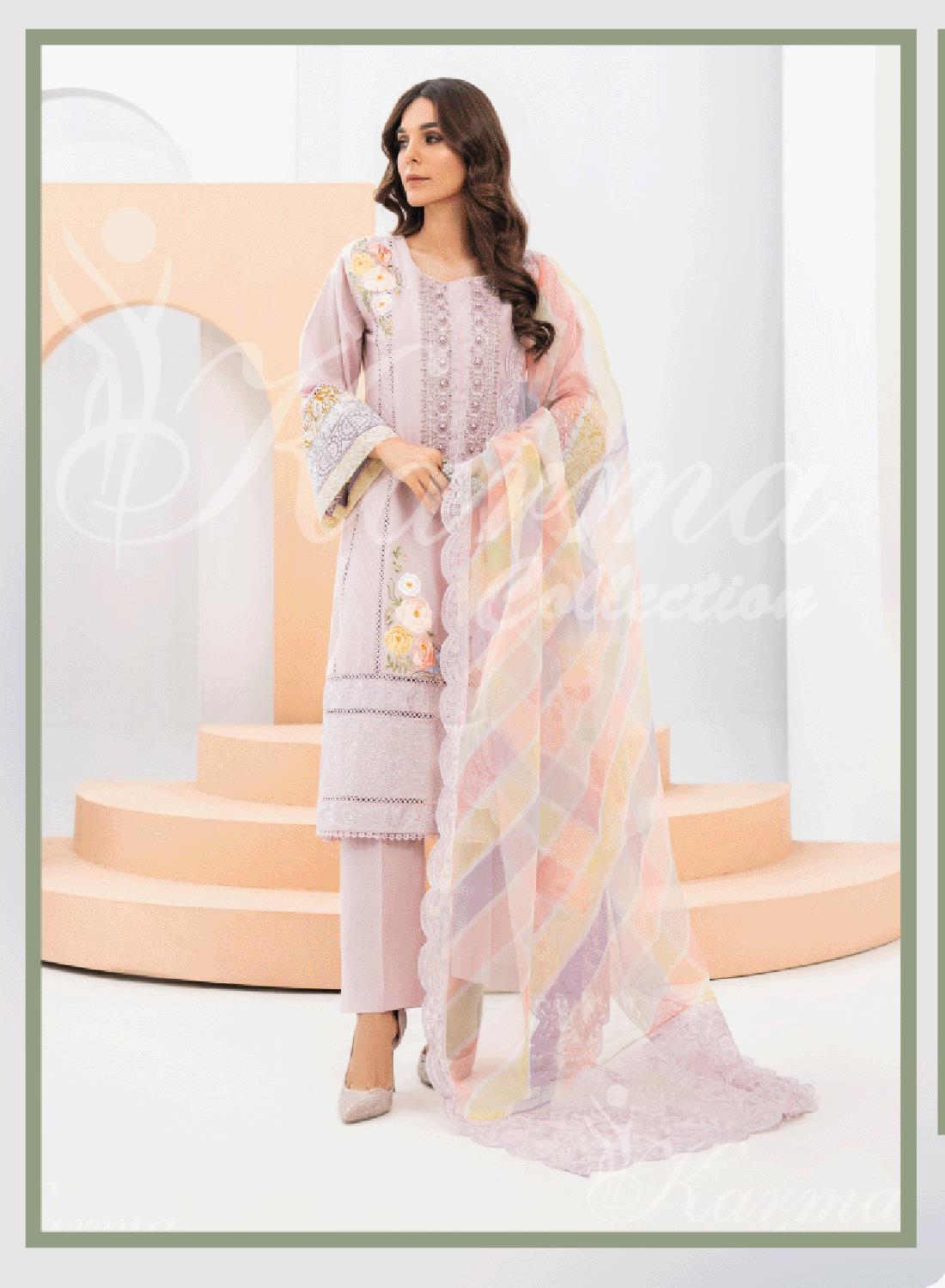 Pakistani Designer Karma 3 piece stitched women suit