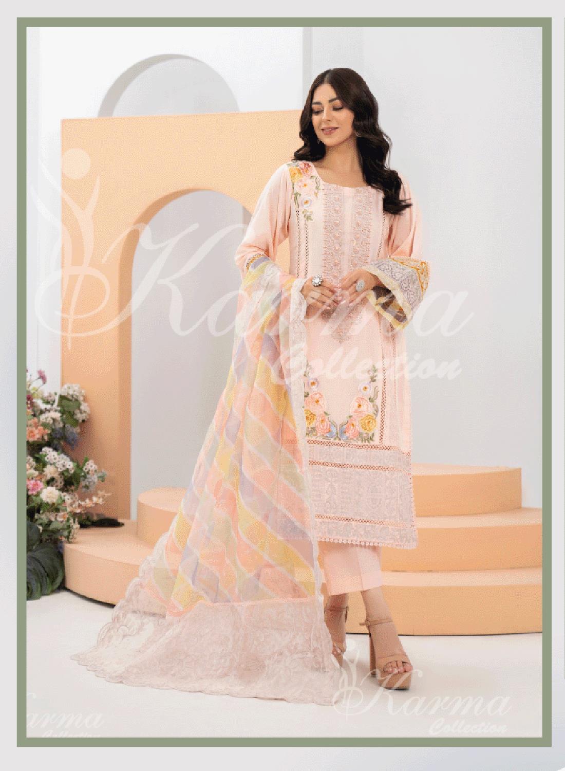 Pakistani Designer Karma 3 piece stitched women suit