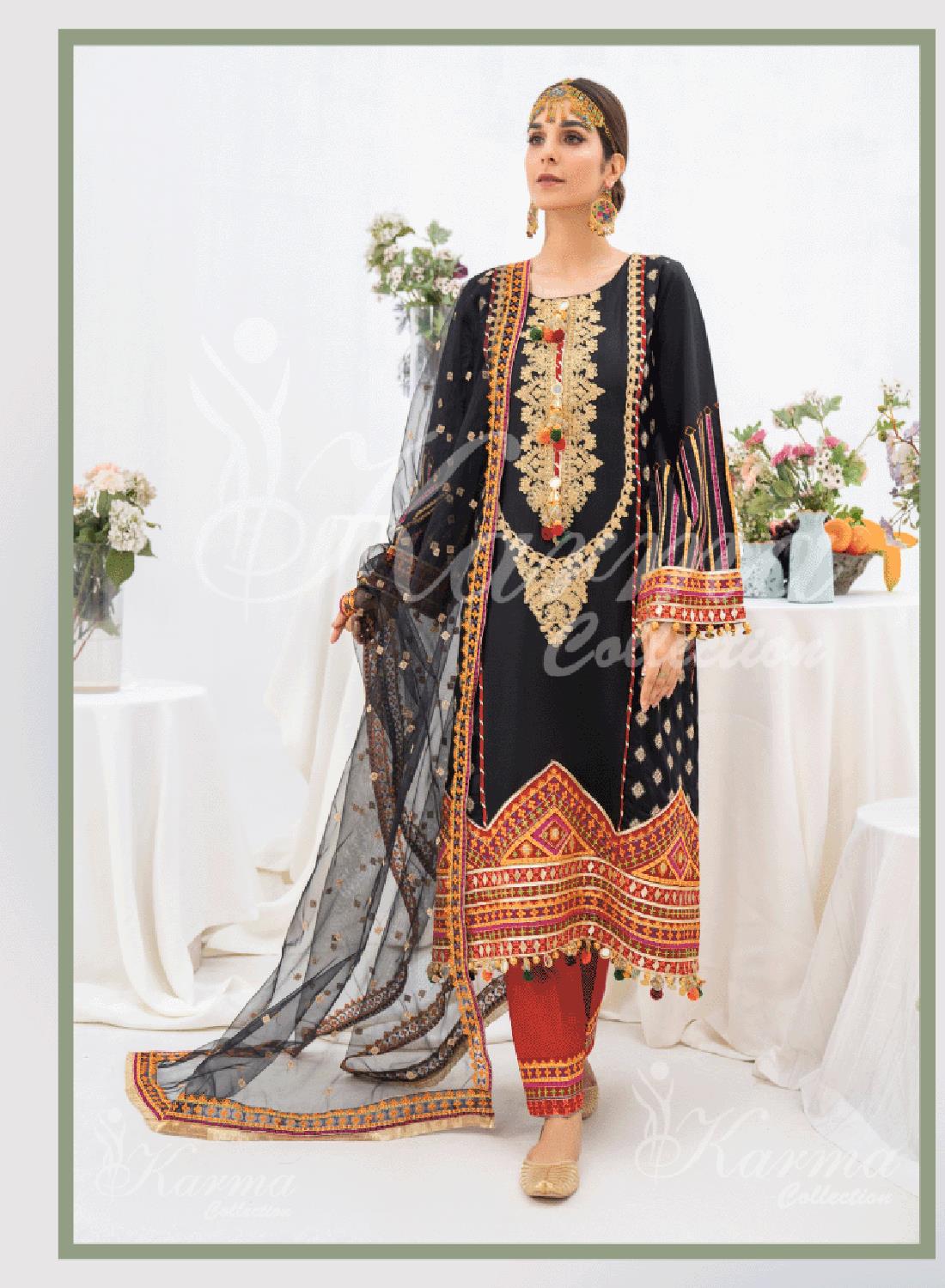 Pakistani Designer Karma 3 piece stitched women suit