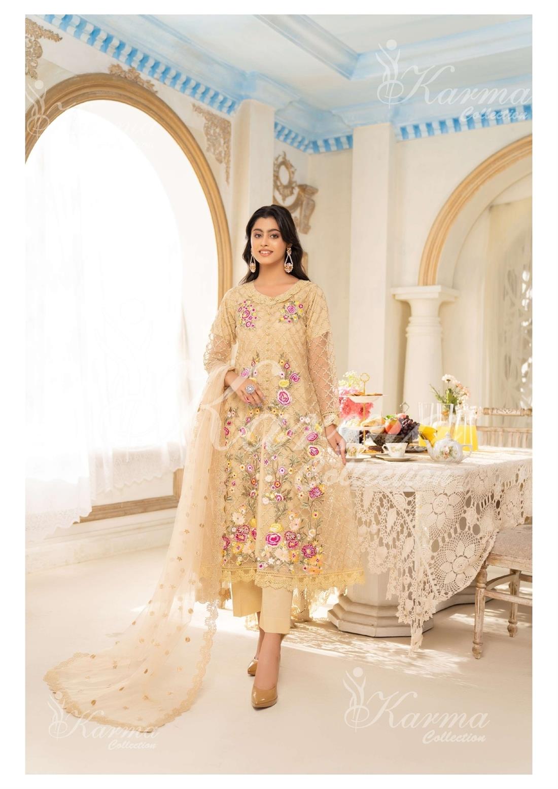 Pakistani Designer Karma 3 piece stitched women suit