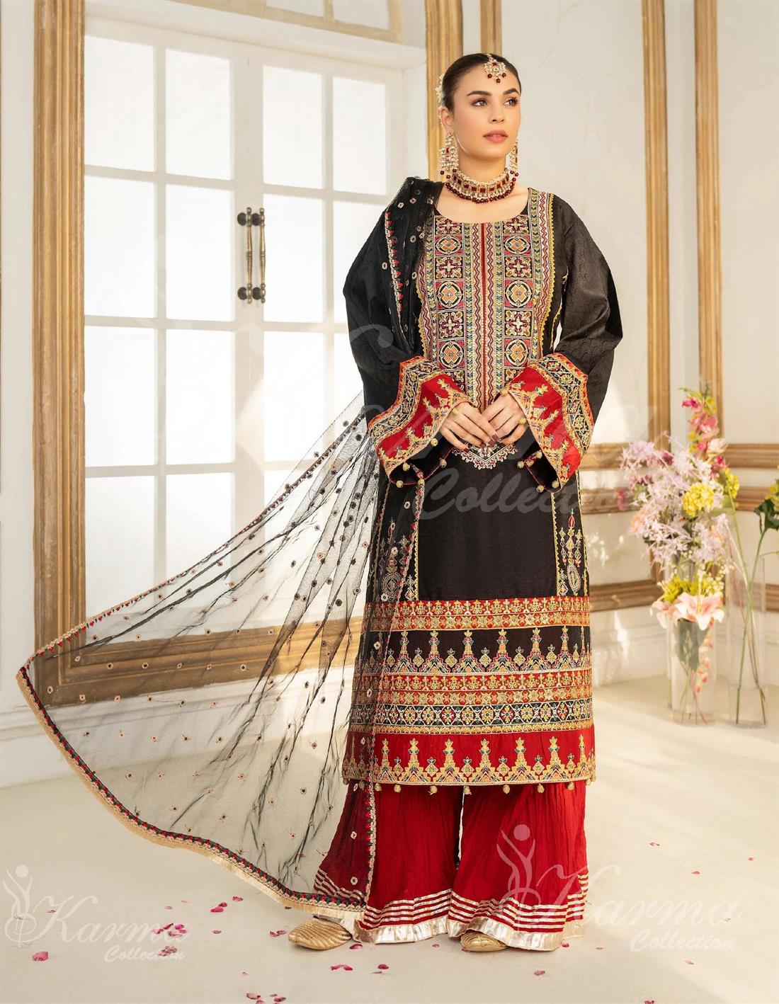 Pakistani Designer Karma 3 piece stitched women suit