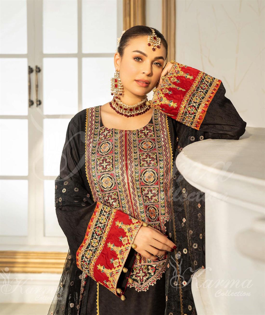 Pakistani Designer Karma 3 piece stitched women suit