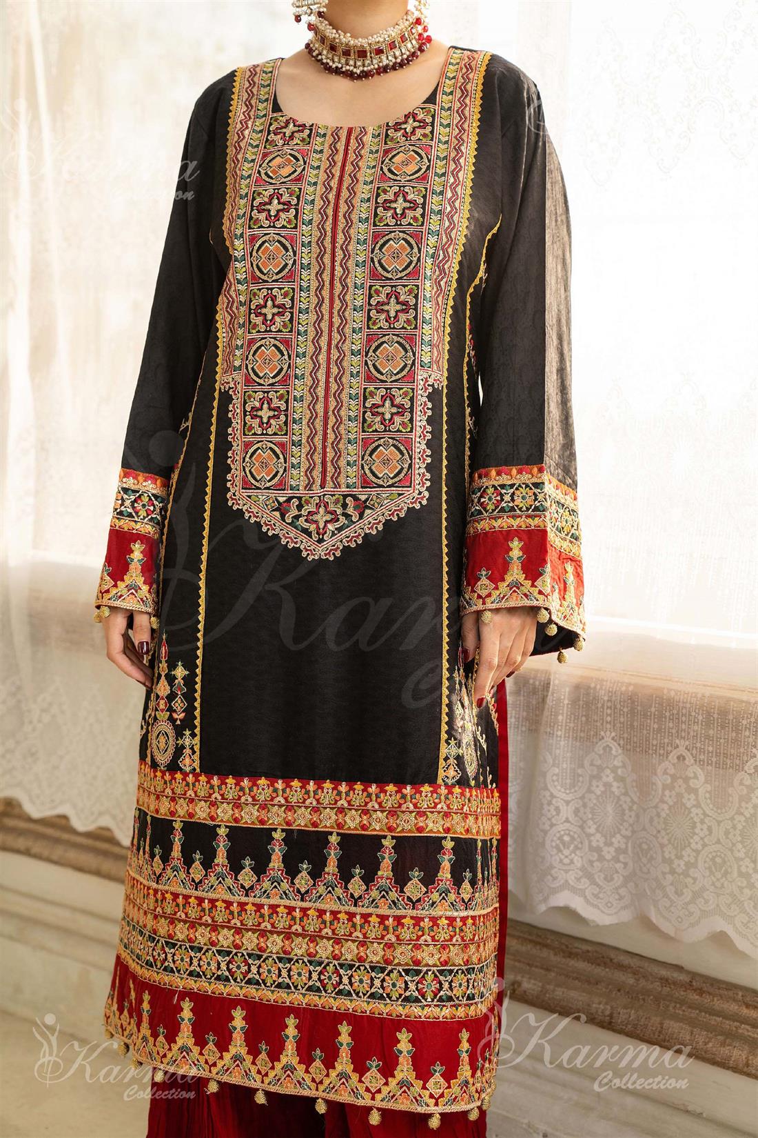 Pakistani Designer Karma 3 piece stitched women suit