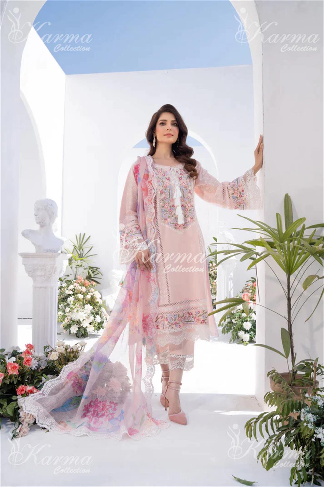 Pakistani Designer Karma 3 piece stitched women suit