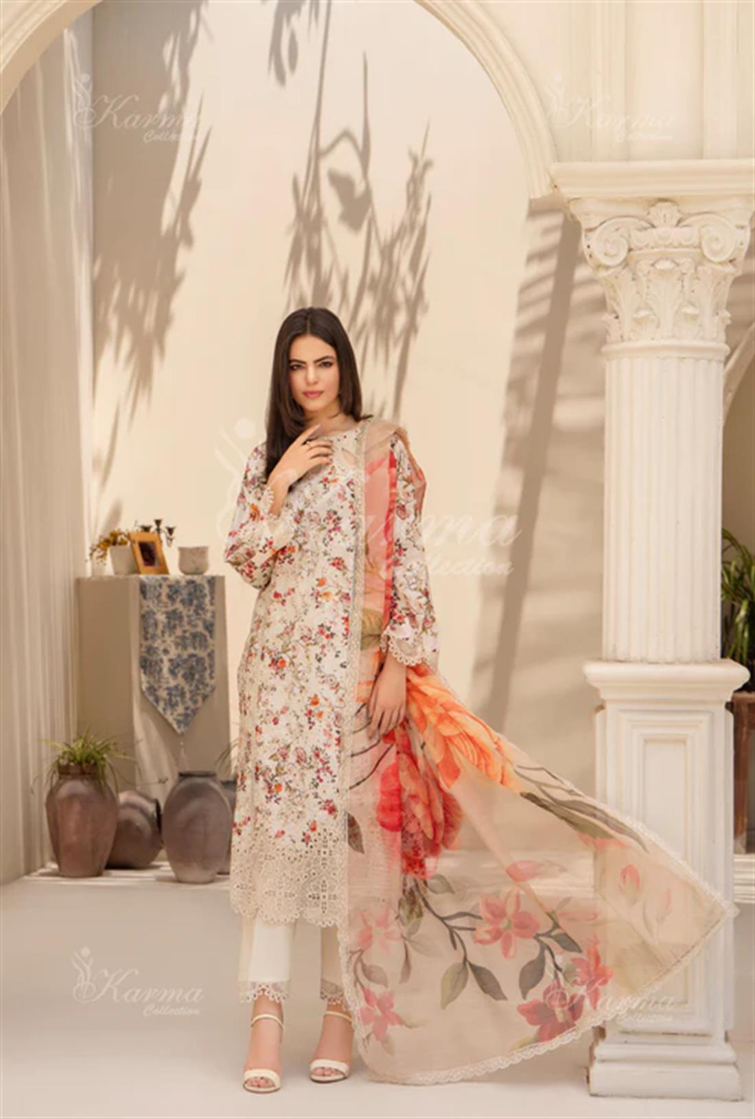 Pakistani Designer Karma 3 piece stitched women suit