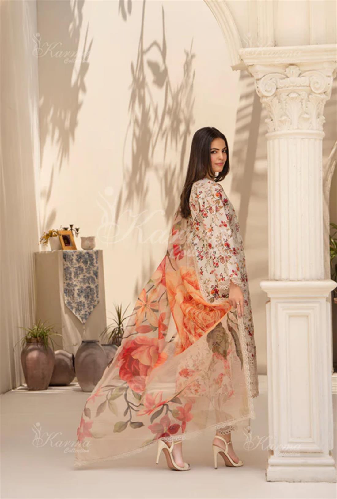 Pakistani Designer Karma 3 piece stitched women suit