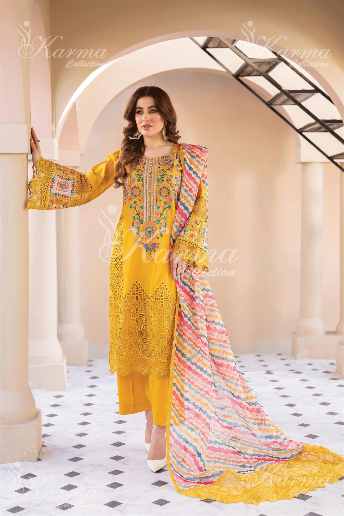 Pakistani Designer Karma 3 piece stitched women suit
