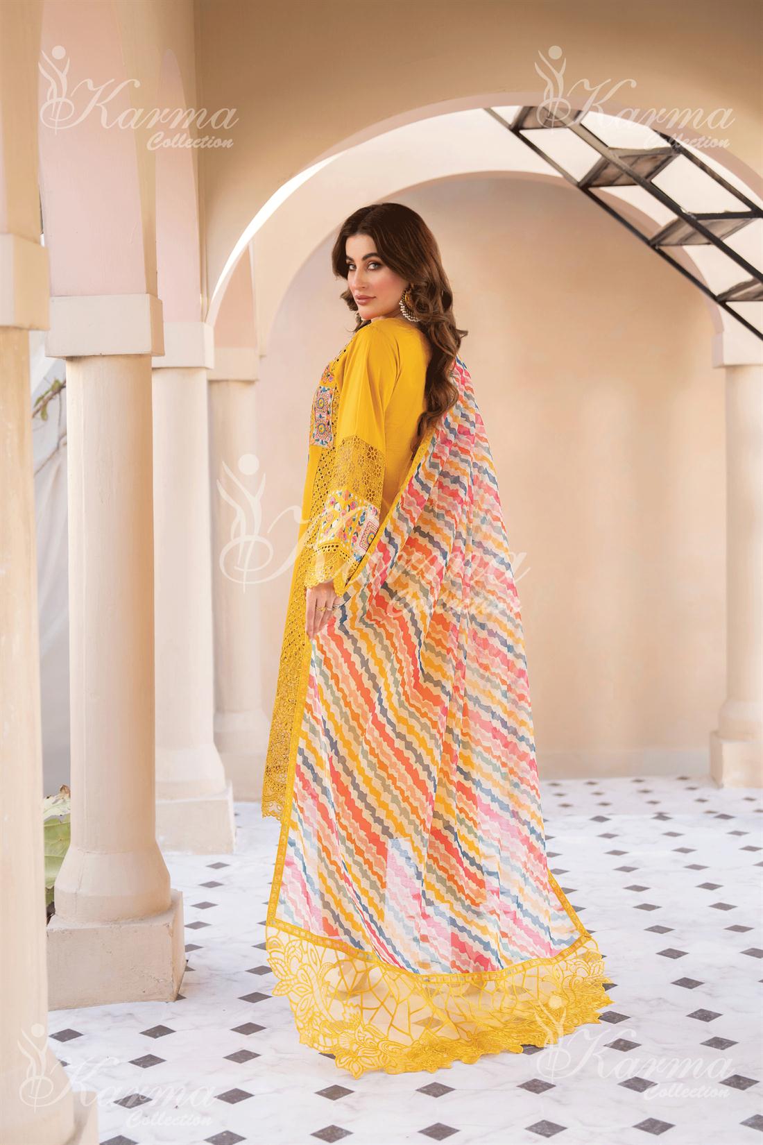 Pakistani Designer Karma 3 piece stitched women suit