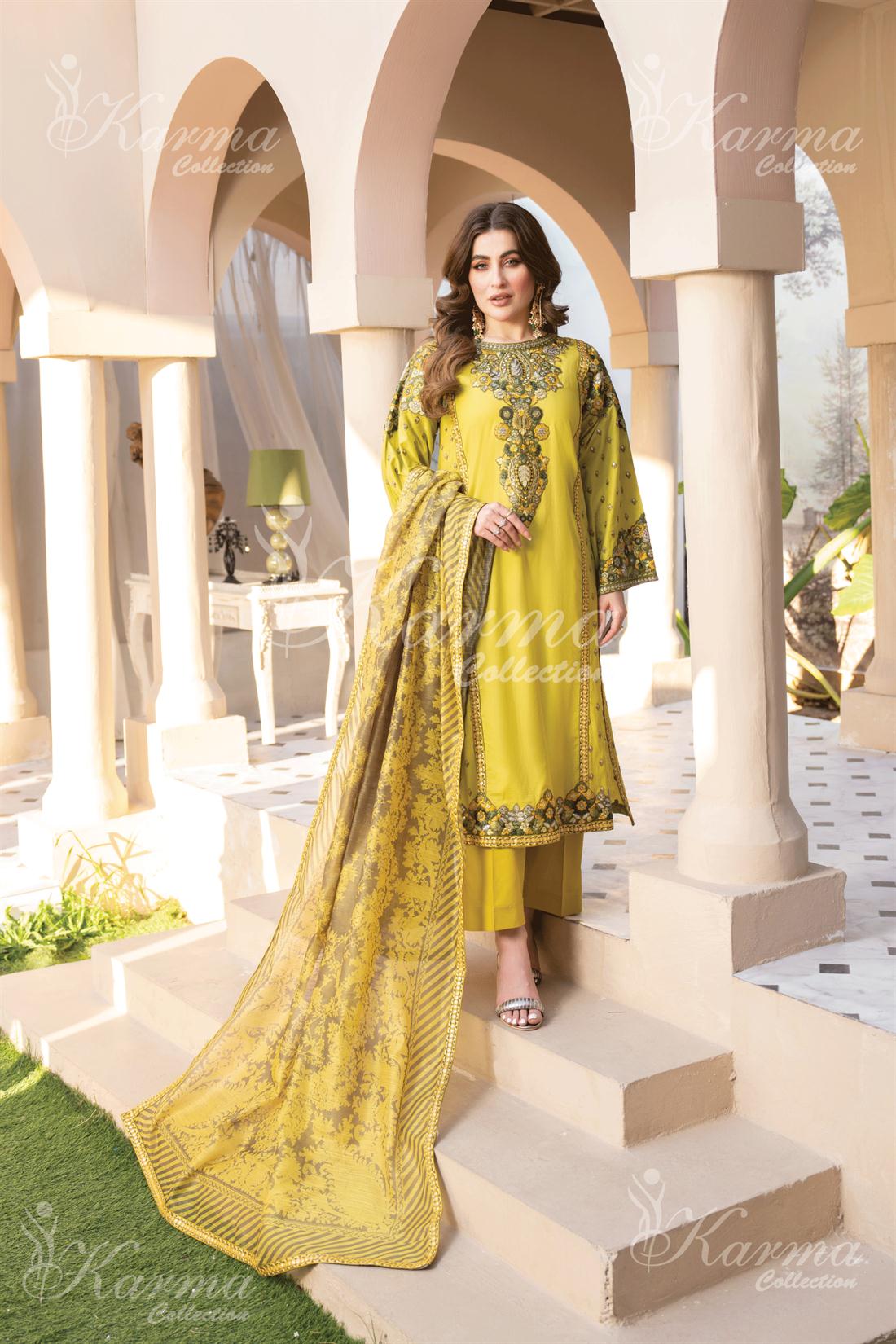 Pakistani Designer Karma 3 piece stitched women suit