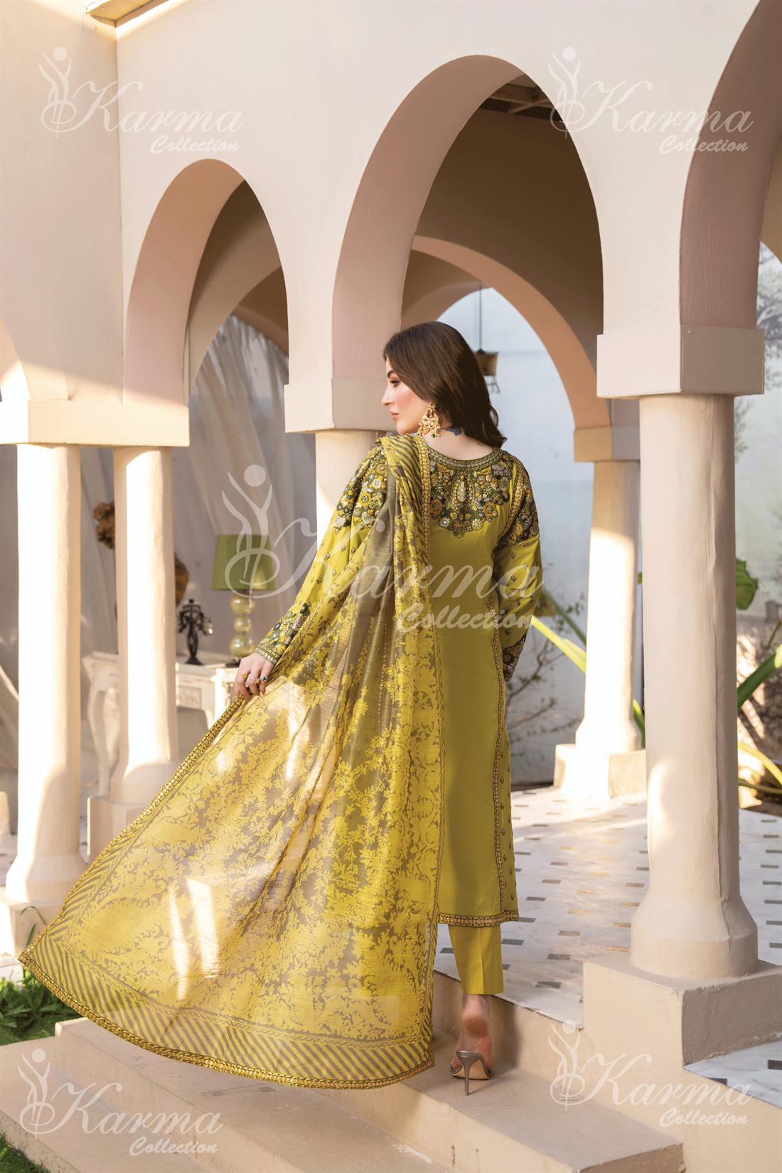 Pakistani Designer Karma 3 piece stitched women suit