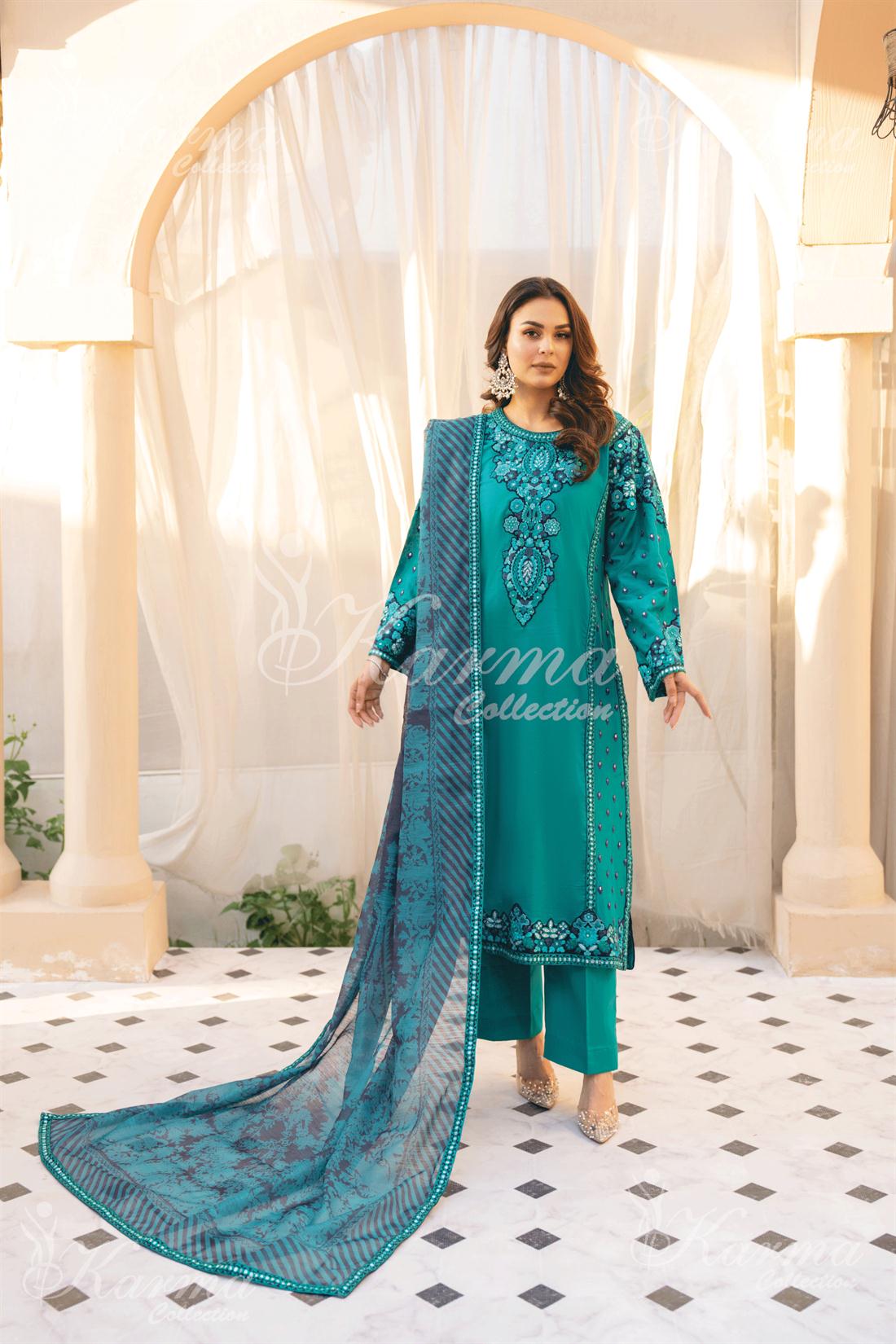 Pakistani Designer Karma 3 piece stitched women suit