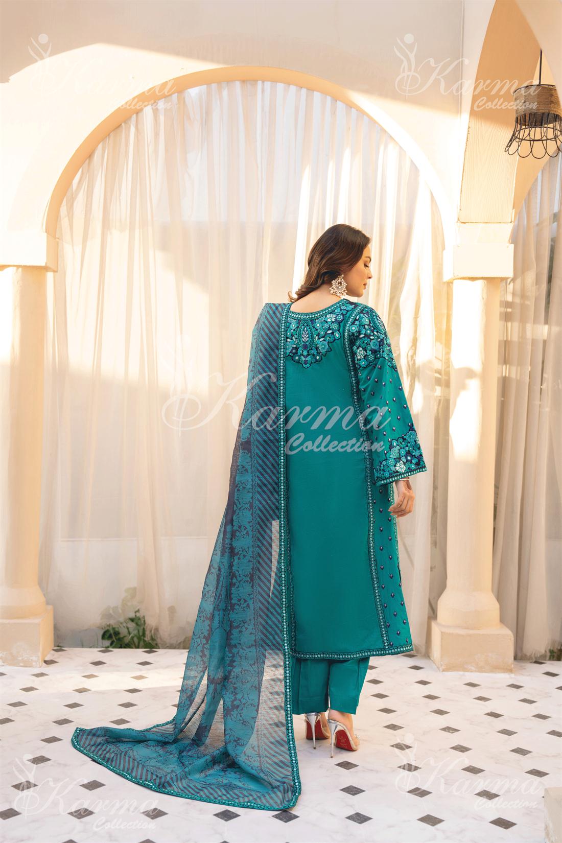 Pakistani Designer Karma 3 piece stitched women suit