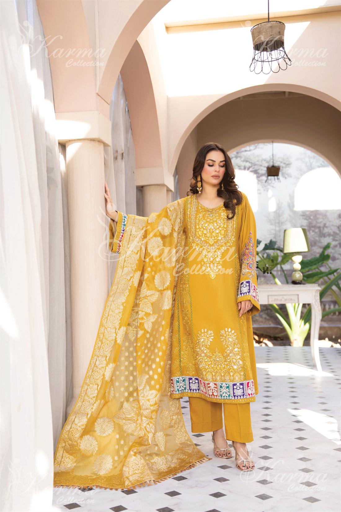 Pakistani Designer Karma 3 piece stitched women suit