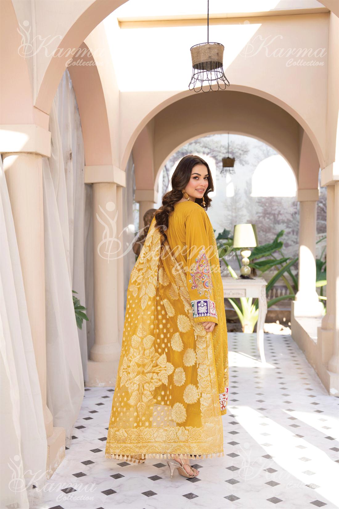 Pakistani Designer Karma 3 piece stitched women suit