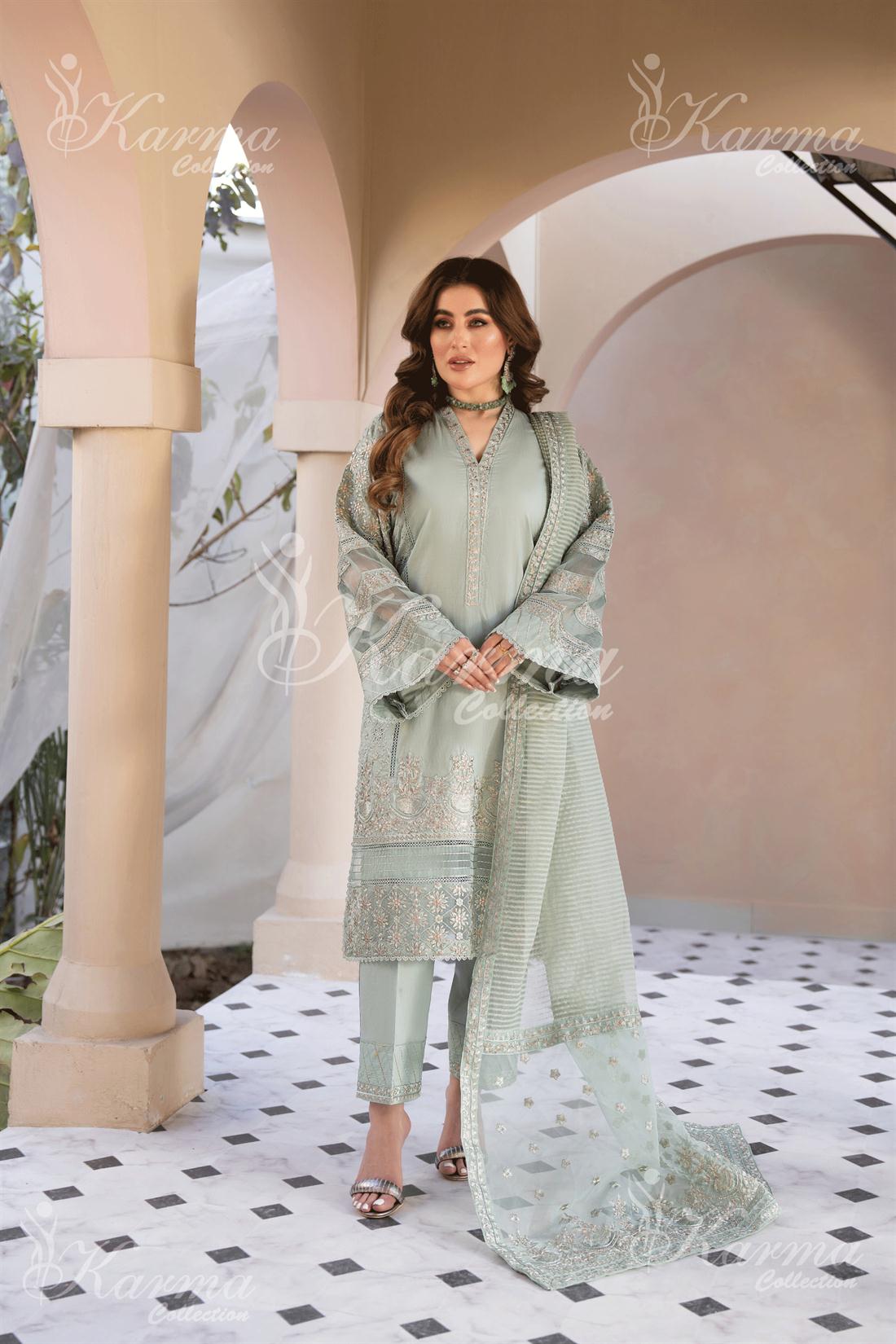 Pakistani Designer Karma 3 piece stitched women suit