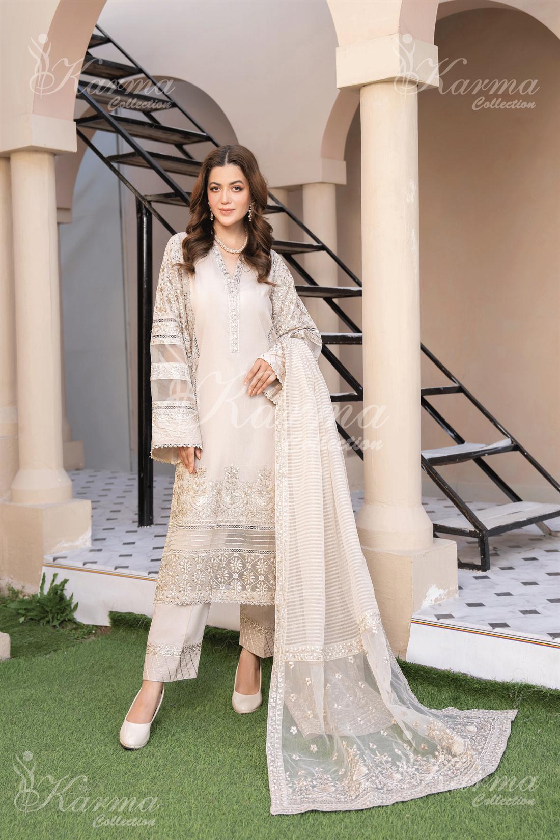 Pakistani Designer Karma 3 piece stitched women suit