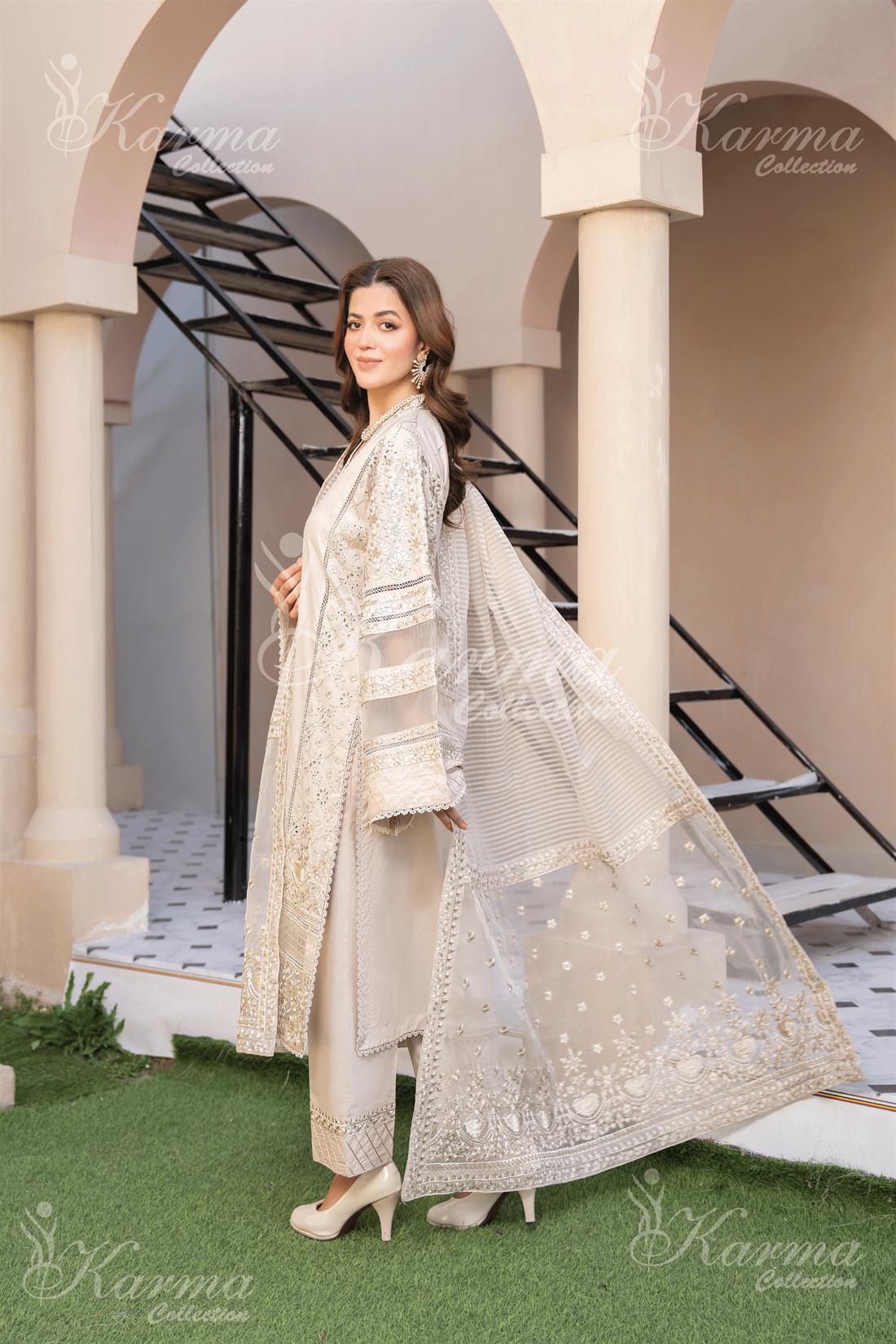 Pakistani Designer Karma 3 piece stitched women suit