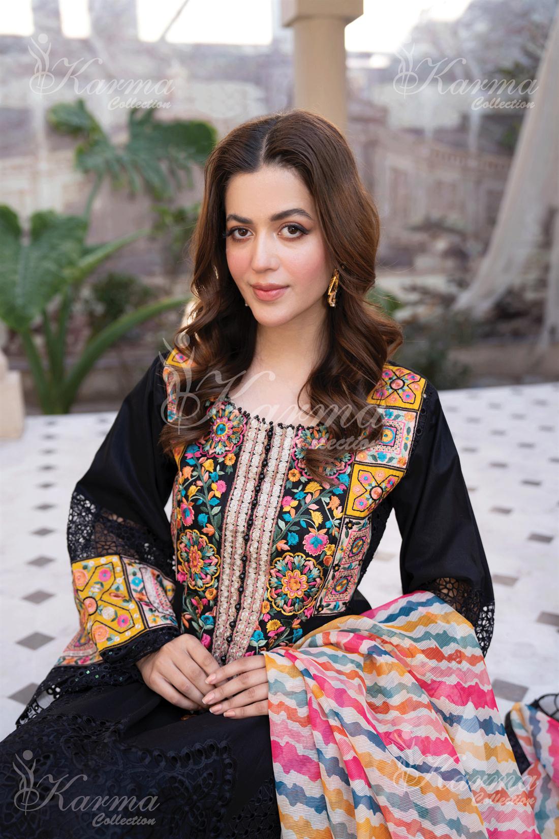 Pakistani Designer Karma 3 piece stitched women suit