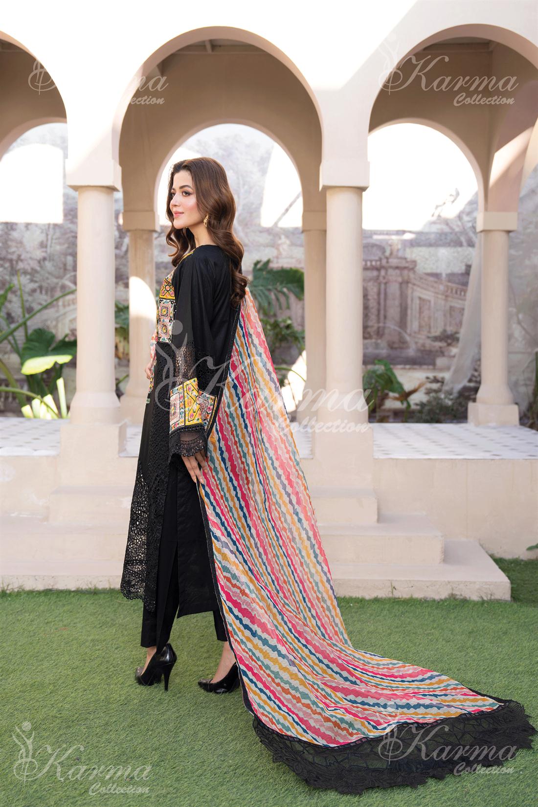 Pakistani Designer Karma 3 piece stitched women suit