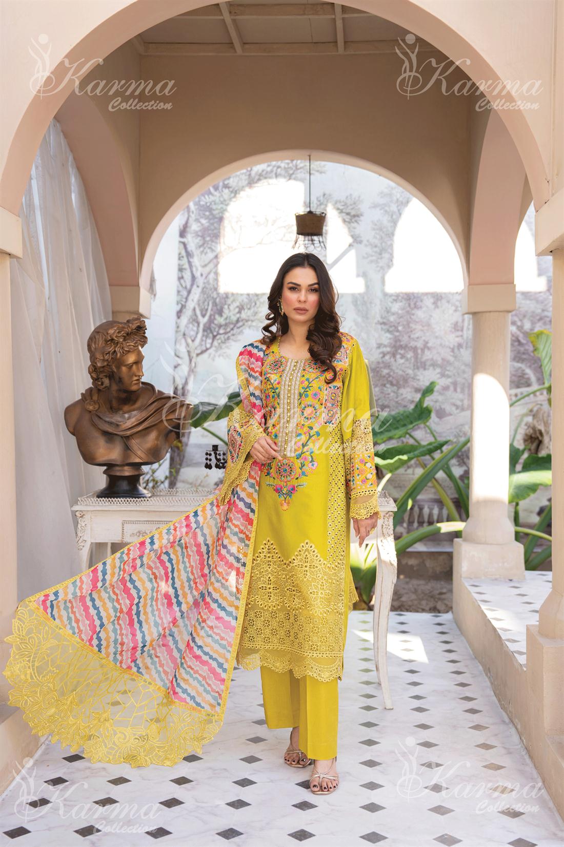 Pakistani Designer Karma 3 piece stitched women suit