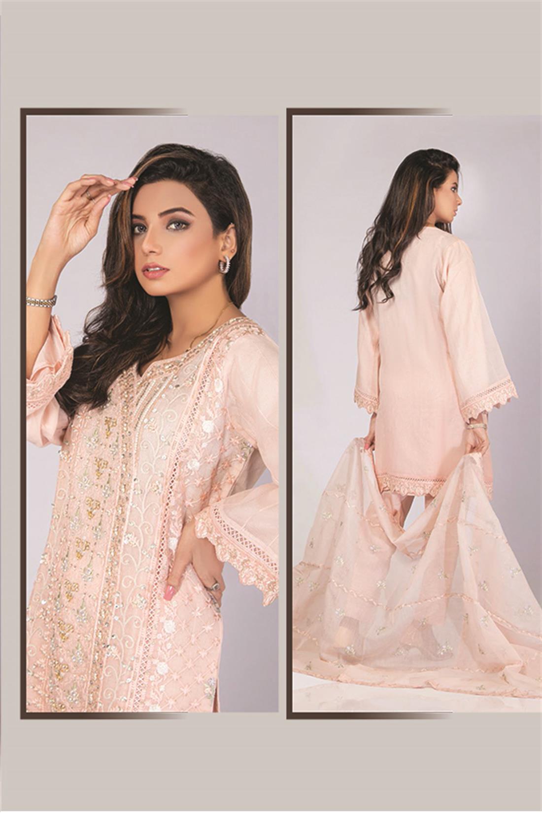 Baby Pink Khadi Net