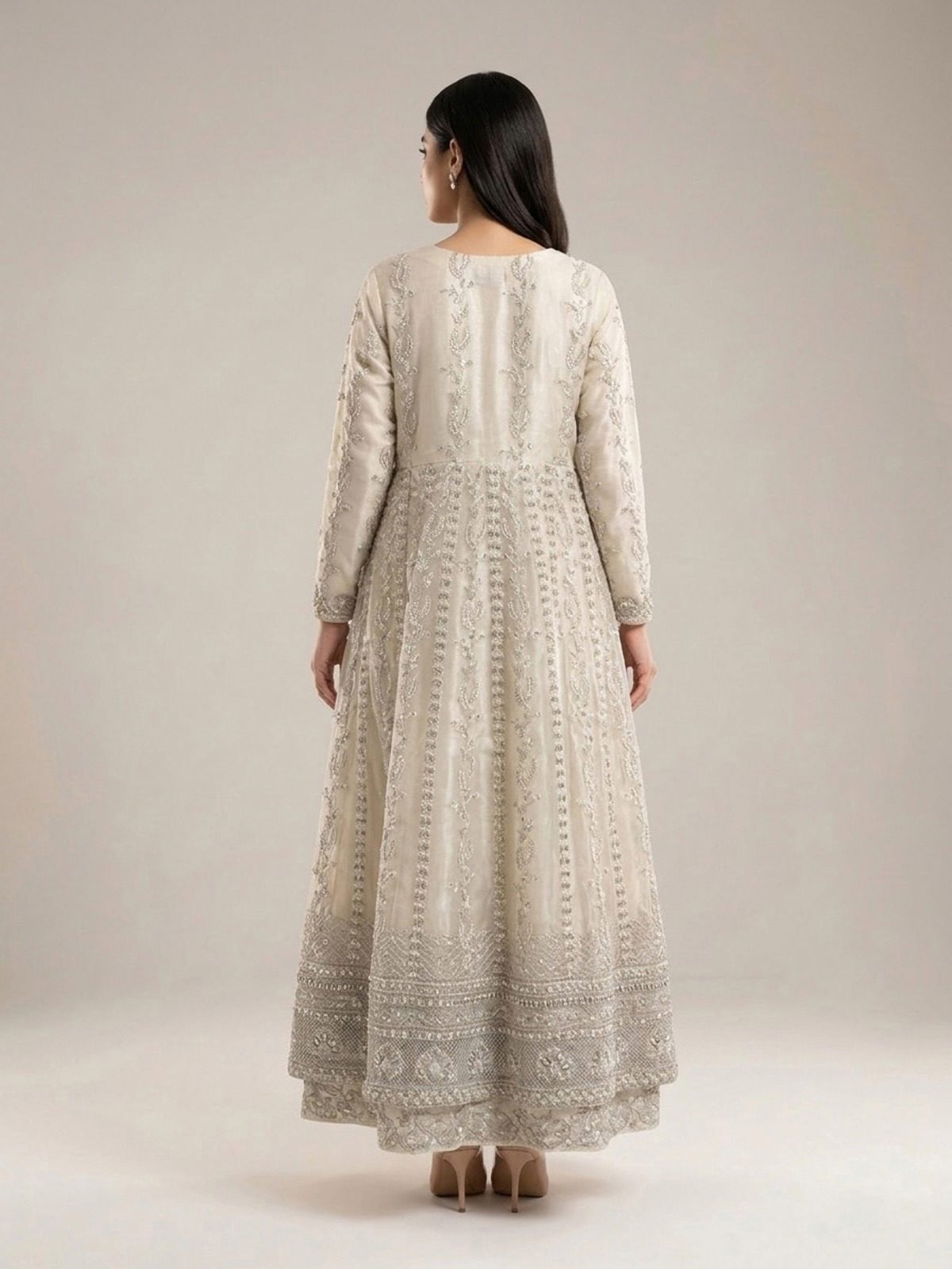 3pc maxi with embroided dupatta