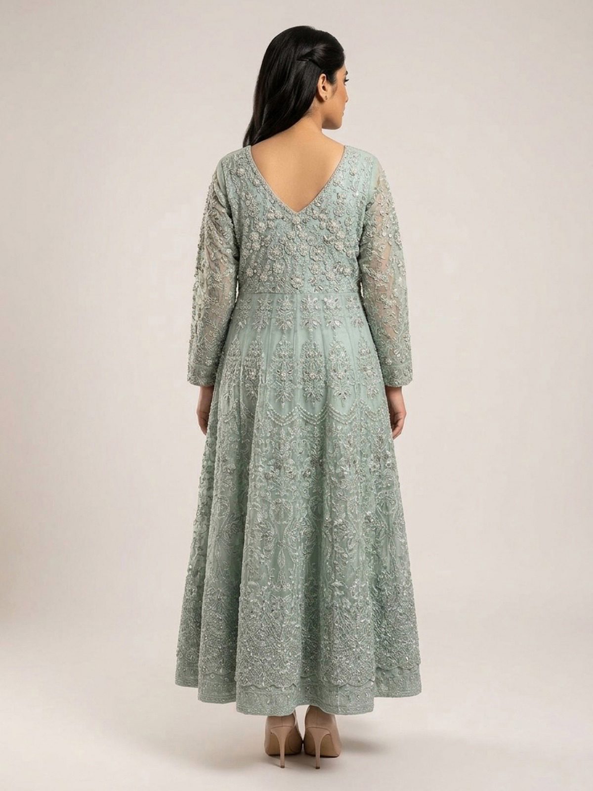 3pc maxi with embroided dupatta